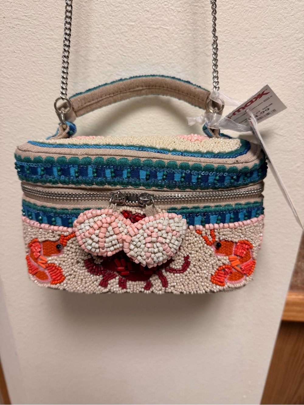 Beaded Crab and Lobster Vanity Crossbody Bag
